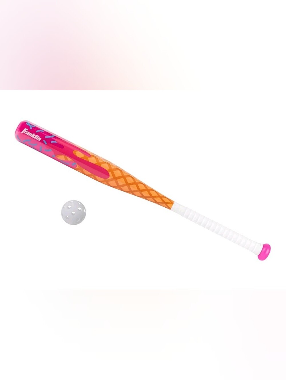 Franklin Sports Sweet Swings Kids Ice Cream Drip Bat & Ball Set - Plastic Bat +